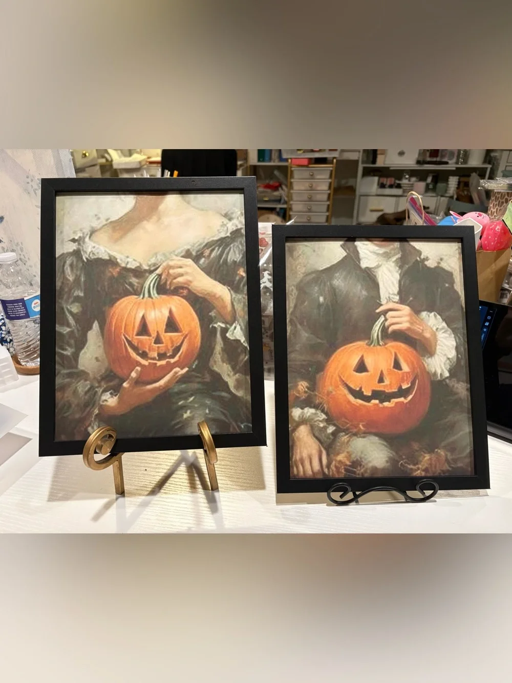 Vintage Dark Academia Halloween Decor – Jack-o'-Lantern Framed 8x10 Print Set